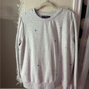 Gray Sweater with Embroidered Accents